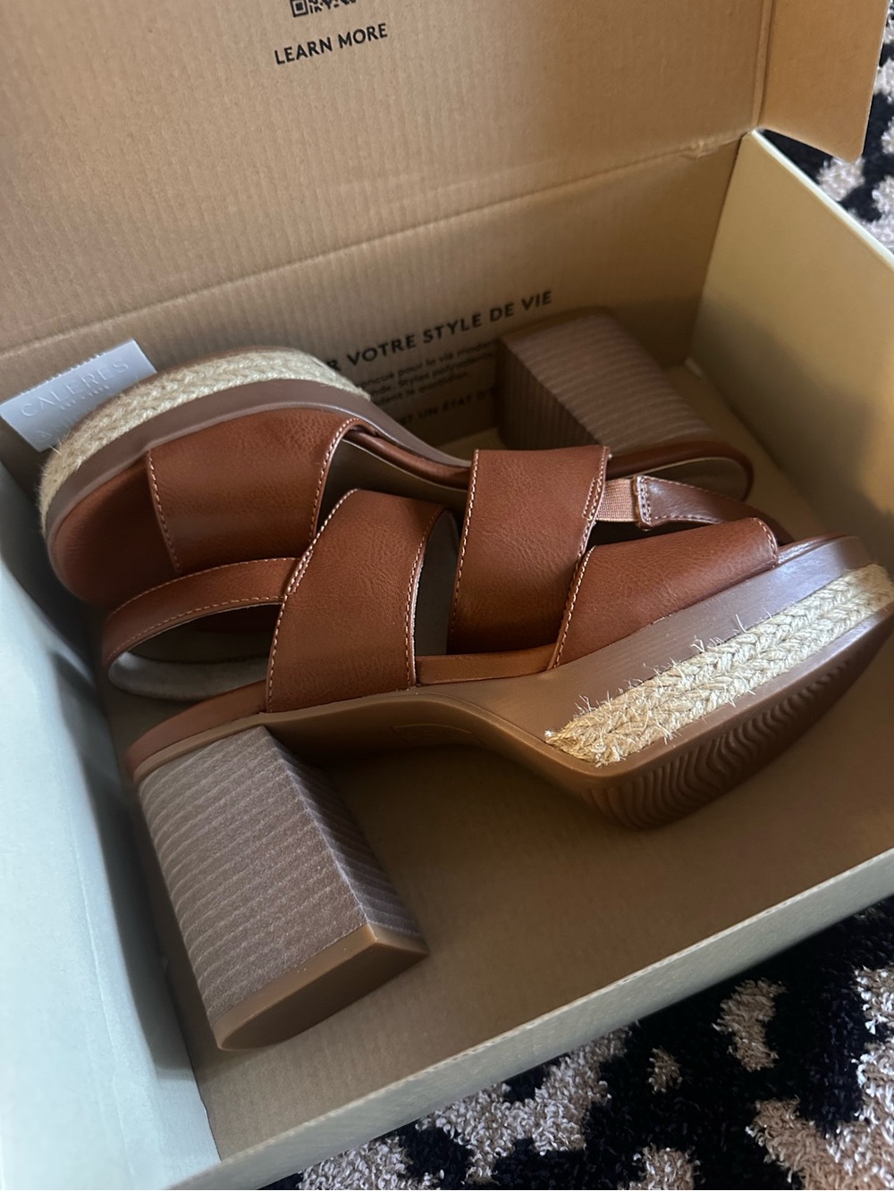 Women's Brown Strappy Block Heel Sandals- Size 7 1/2 Wide Width